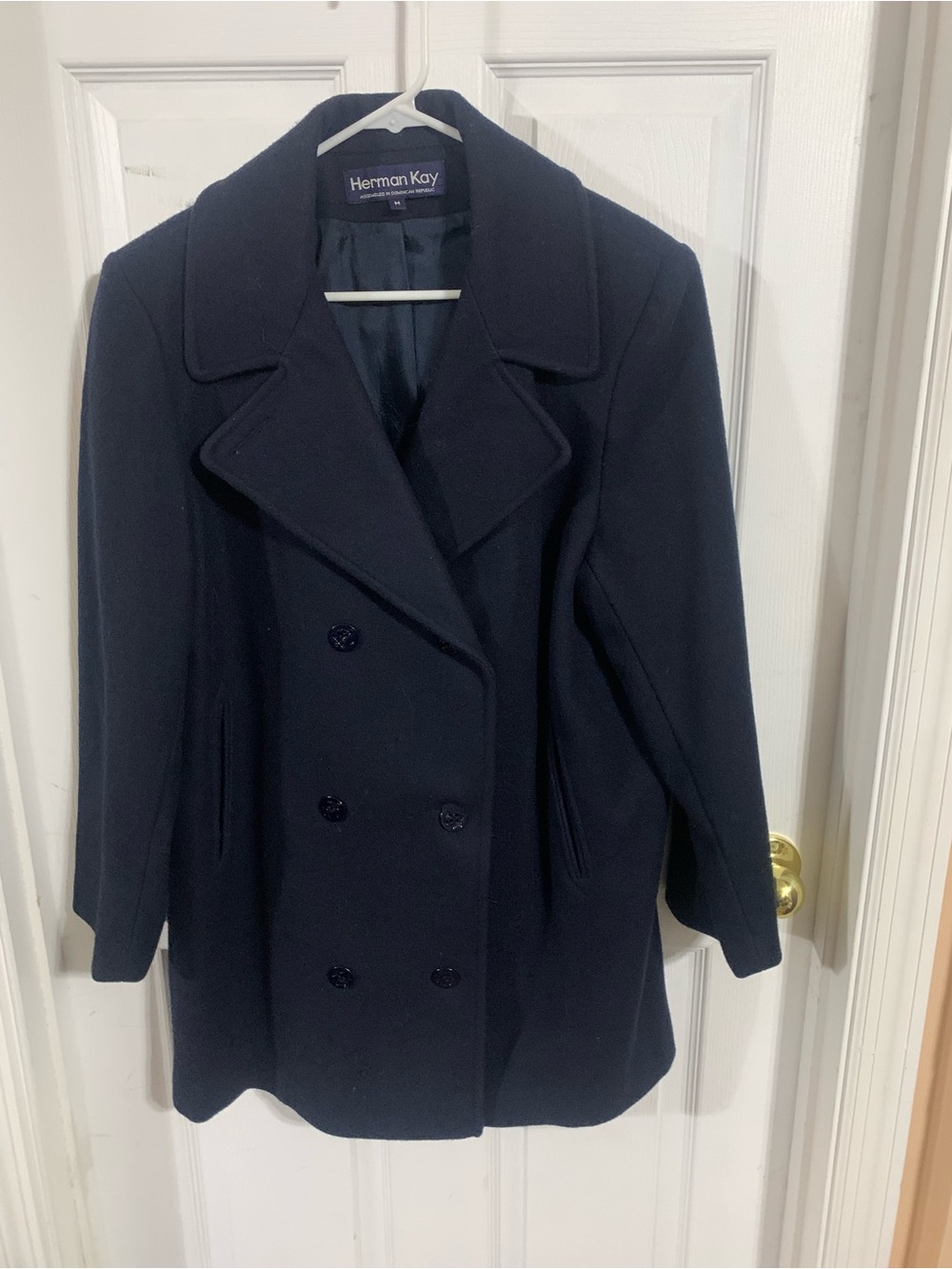 Women's Double-Breasted Navy Wool Peacoat